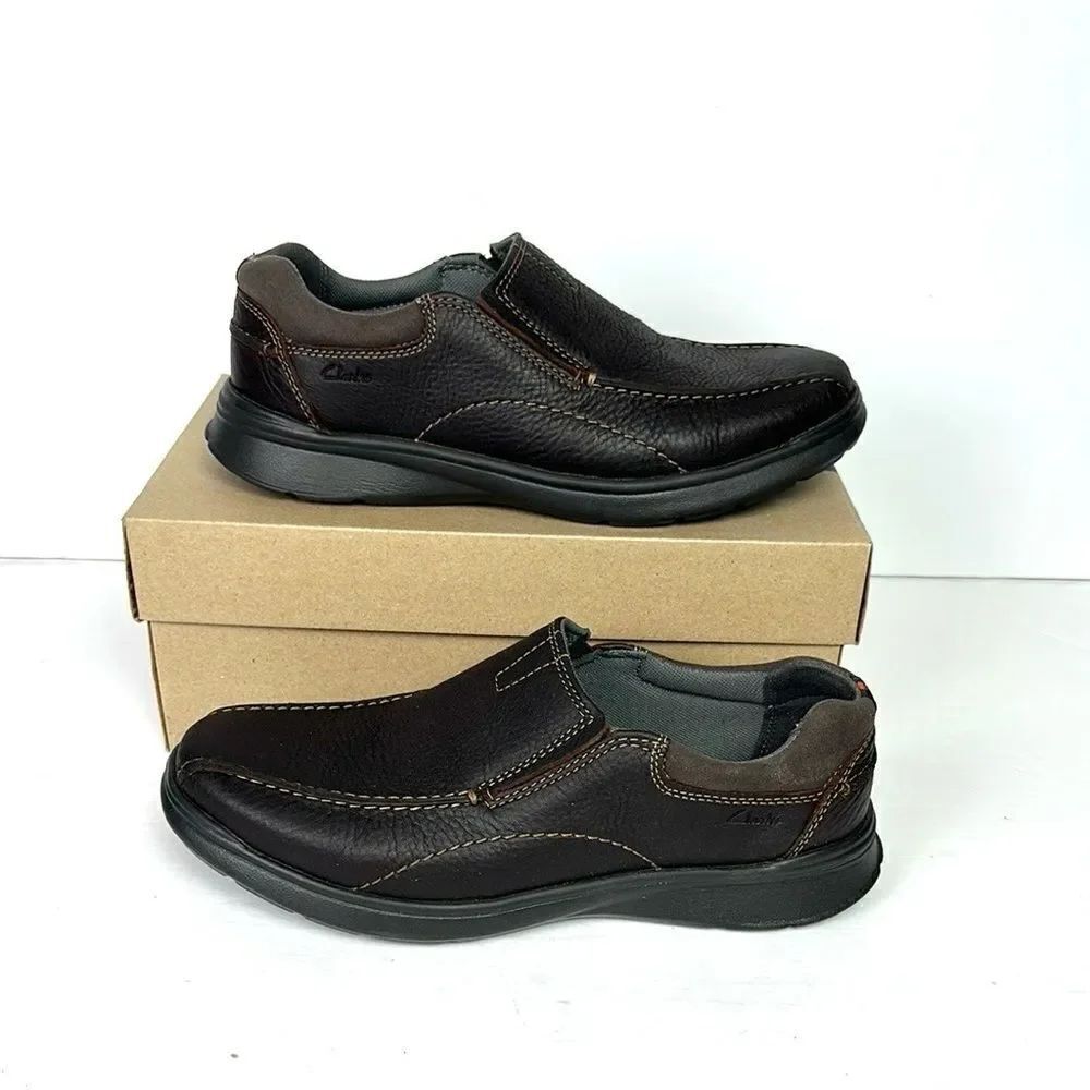 NWB Clarks Collection Cotrell Step Slip-On Shoes Brown Leather Men’s size 9W